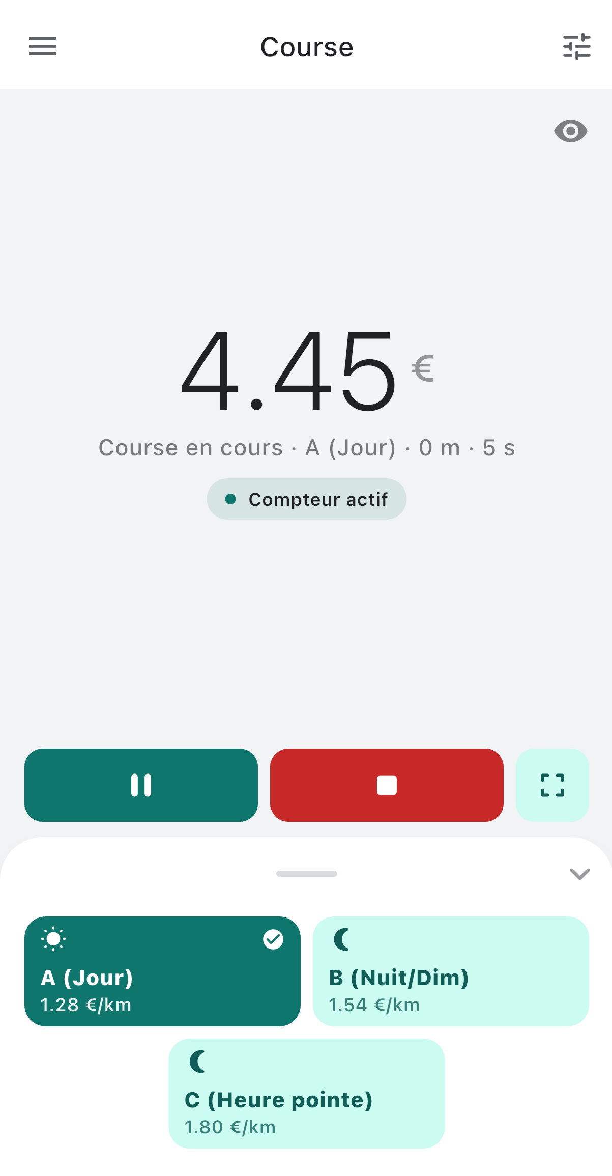 Écran de Tacometer pendant une course