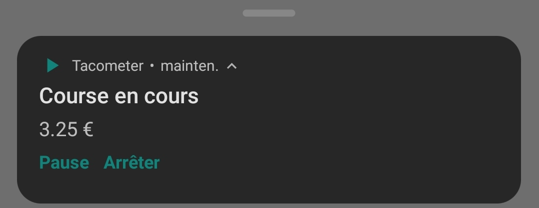Notification de course Tacometer